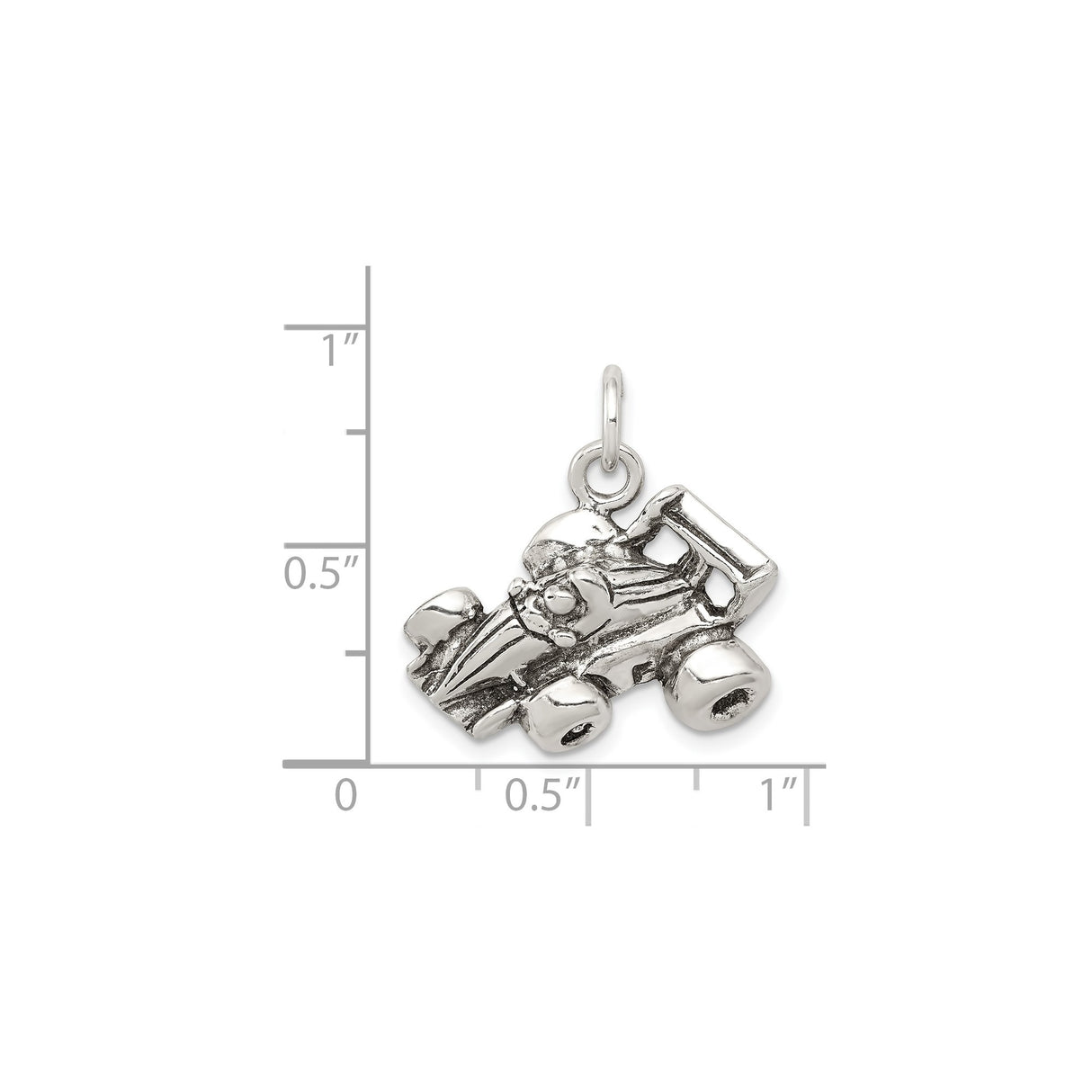Sterling Silver Race Car Pendant with Formula One Driver Detailing, Motorsport Theme