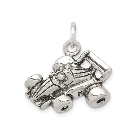 Sterling Silver Race Car Pendant with Formula One Driver Detailing, Motorsport Theme