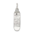 Sterling Silver Skateboard Pendant Charm with Woodgrain Texture and Screw Detail, Unisex Skater Jewelry