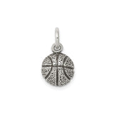 Sterling Silver Basketball Charm Pendant with Textured Design, Unisex Sports Jewelry