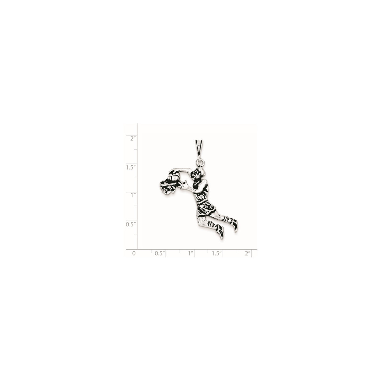 Sterling Silver Basketball Player Pendant with Hoop, Sports Charm for Men or Unisex