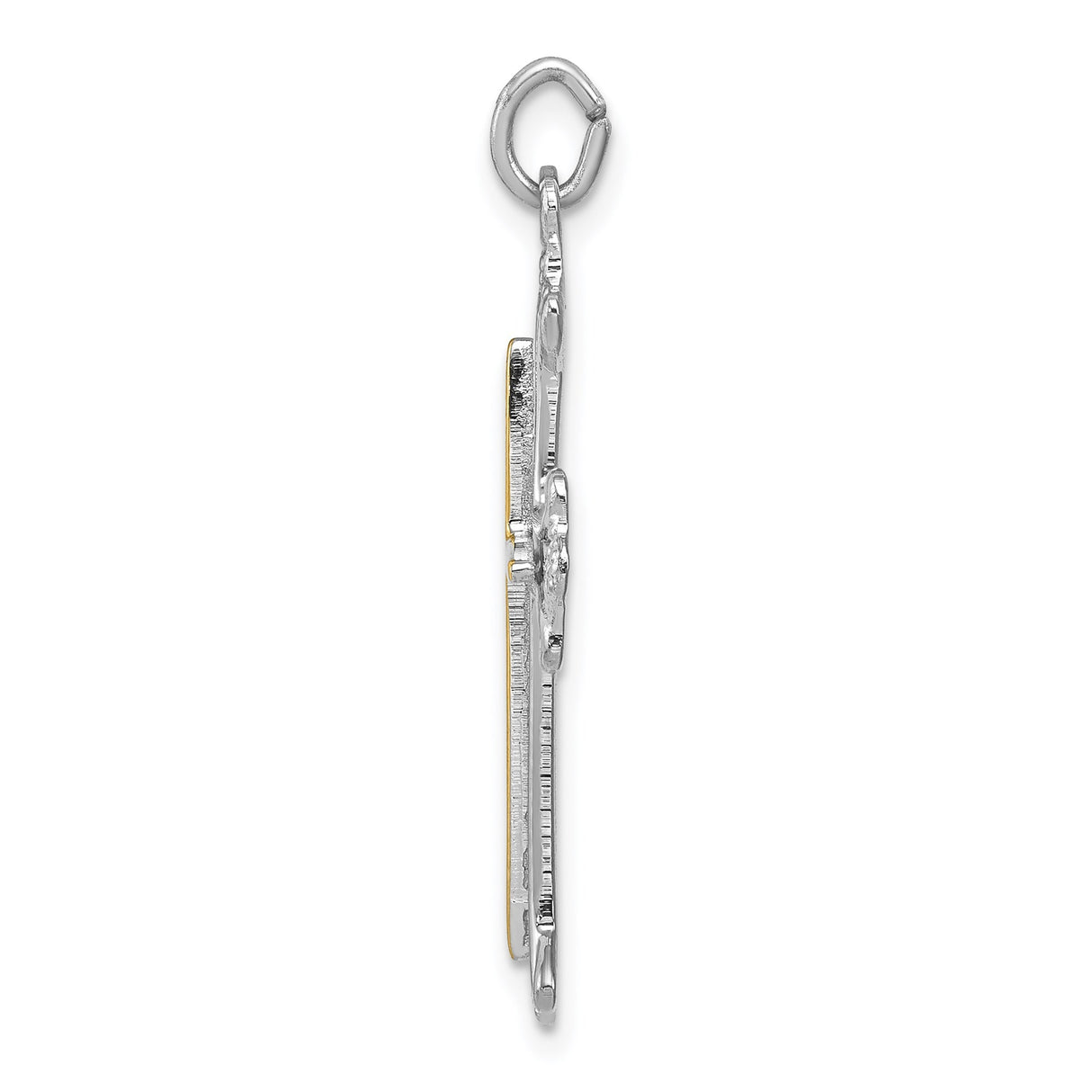 Sterling Silver Cross Pendant with Yellow Gold Vermeil, Modern Religious Design