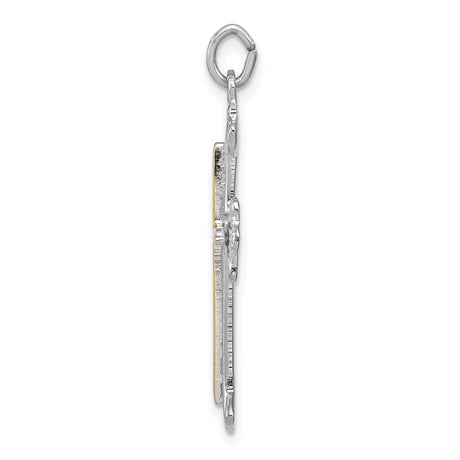 Sterling Silver Cross Pendant with Yellow Gold Vermeil, Modern Religious Design