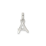 Sterling Silver Initial Pendant with Pink Enamel Flower Accent, Letter A Charm for Women or Girls