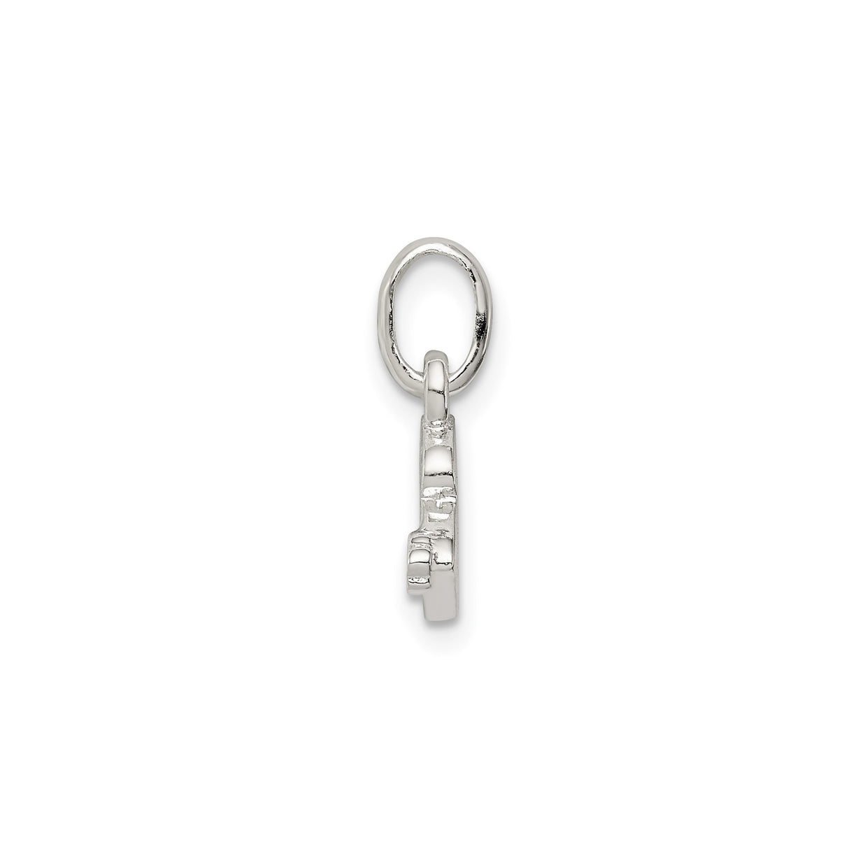 Sterling Silver Initial B Pendant Charm with Pink Enamel Flower Accent