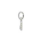 Sterling Silver Initial B Pendant Charm with Pink Enamel Flower Accent