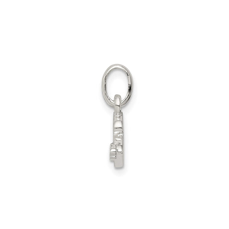 Sterling Silver Initial B Pendant Charm with Pink Enamel Flower Accent