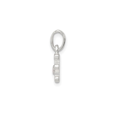 Sterling Silver Initial E Pendant with Pink Enamel Flower, Floral Letter Charm for Girls or Women