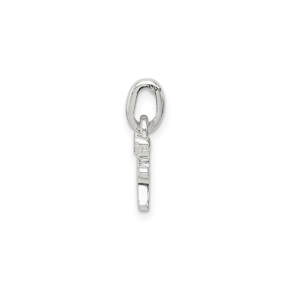 Sterling Silver Letter F Pendant Charm with Pink Enamel Flower, Floral Monogram Jewelry for Girls or Women