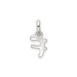 Sterling Silver Letter F Pendant Charm with Pink Enamel Flower, Floral Monogram Jewelry for Girls or Women