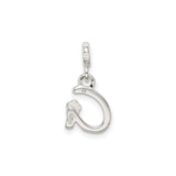 Sterling Silver Initial A Charm Pendant with Pink Enamel Flower Accent for Women and Girls