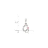 Sterling Silver Initial A Charm Pendant with Pink Enamel Flower Accent for Women and Girls