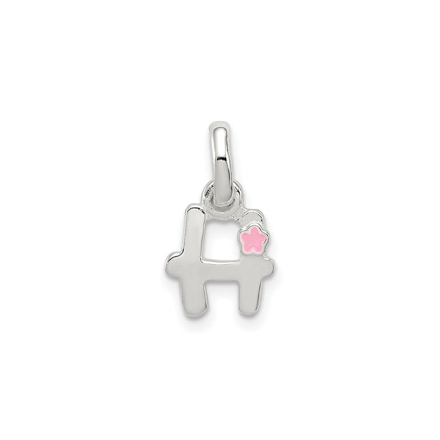 Sterling Silver Hebrew Hay Pendant with Pink Enamel Star, Judaica Charm for Women