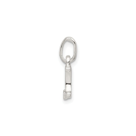 Sterling Silver Letter I Pendant with Pink Enamel Flower, Script Initial Charm for Women