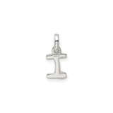 Sterling Silver Letter I Pendant with Pink Enamel Flower, Script Initial Charm for Women