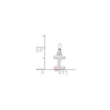 Sterling Silver Letter I Pendant with Pink Enamel Flower, Script Initial Charm for Women