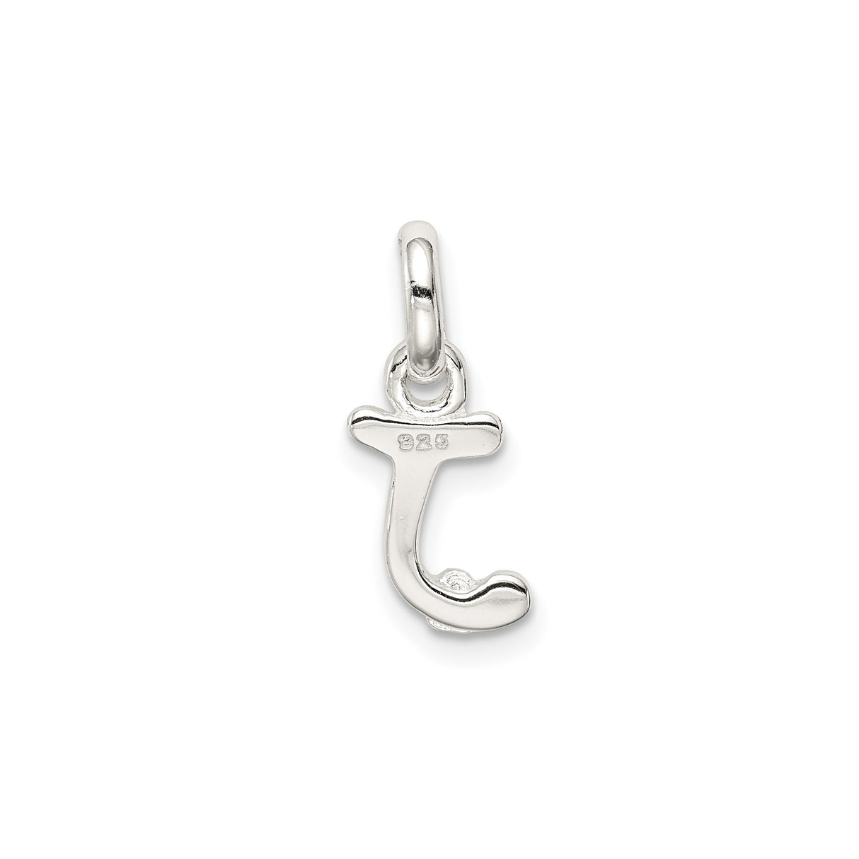 Sterling Silver Initial J Pendant with Pink Enamel Flower Accent, Monogram Charm for Girls