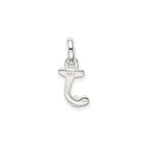 Sterling Silver Initial J Pendant with Pink Enamel Flower Accent, Monogram Charm for Girls