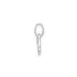 Sterling Silver Initial K Pendant with Pink Enamel Flower, Script Style for Women or Girls