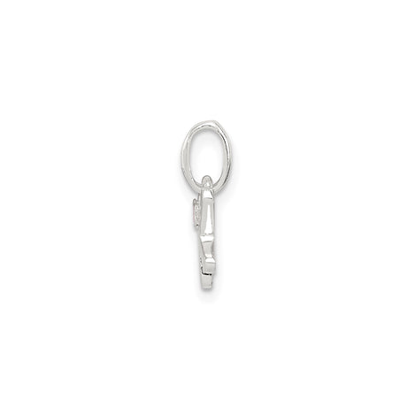 Sterling Silver Initial K Pendant with Pink Enamel Flower, Script Style for Women or Girls
