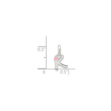 Sterling Silver Initial K Pendant with Pink Enamel Flower, Script Style for Women or Girls