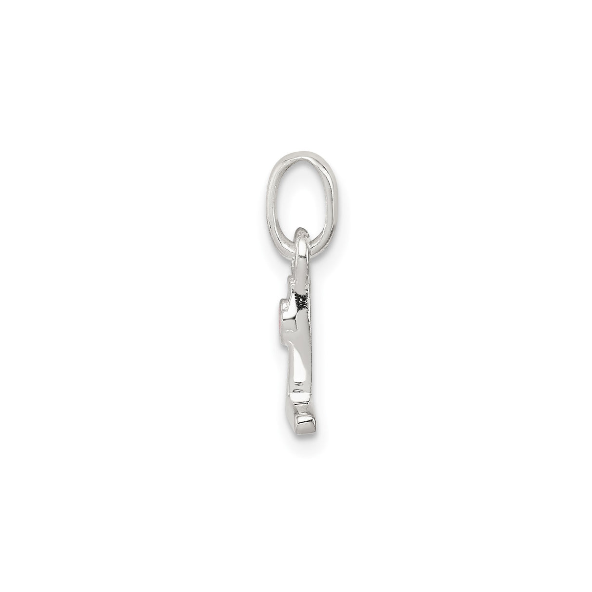 Sterling Silver Letter L Pendant with Pink Enamel Flower, Monogram Charm for Women and Girls