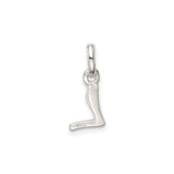 Sterling Silver Letter L Pendant with Pink Enamel Flower, Monogram Charm for Women and Girls
