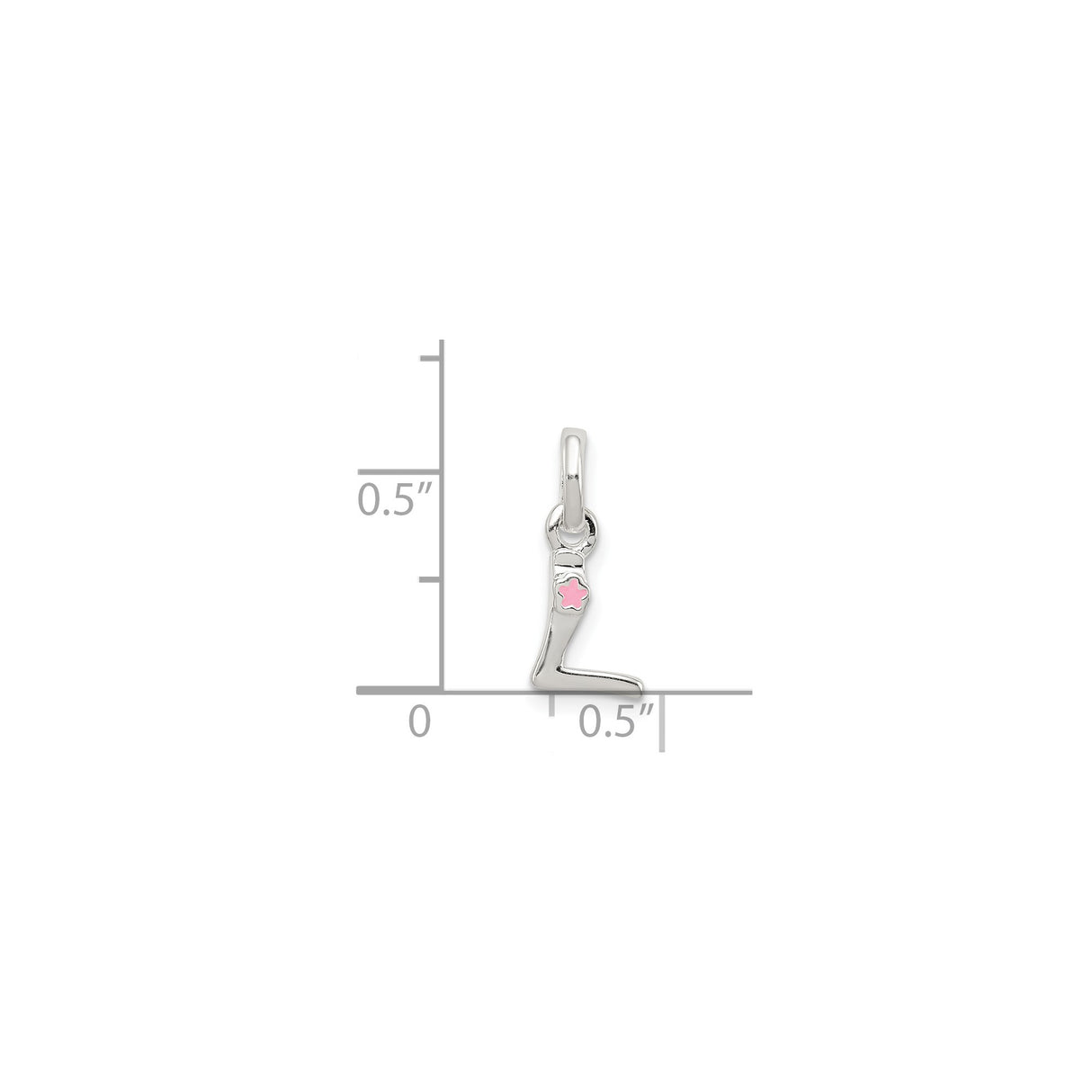 Sterling Silver Letter L Pendant with Pink Enamel Flower, Monogram Charm for Women and Girls