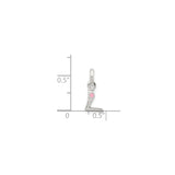 Sterling Silver Letter L Pendant with Pink Enamel Flower, Monogram Charm for Women and Girls