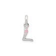 Sterling Silver Letter L Pendant with Pink Enamel Flower, Monogram Charm for Women and Girls