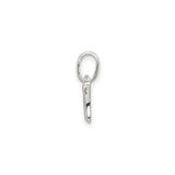 Sterling Silver Letter M Pendant with Pink Enamel Flower Accent, Script Initial Charm