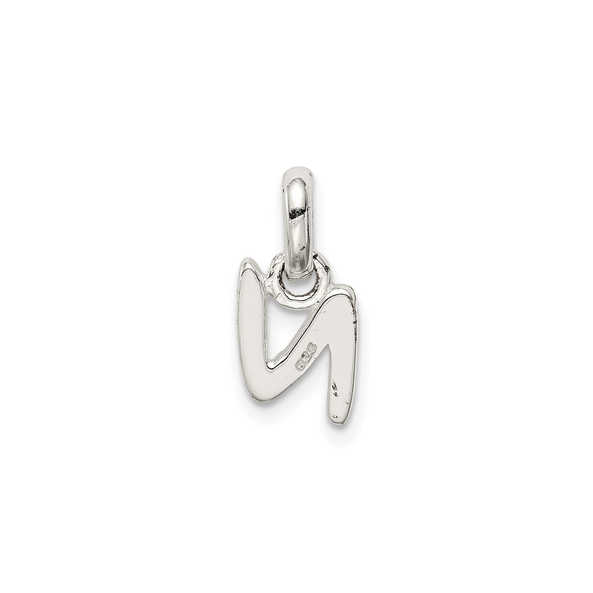 Sterling Silver Letter N Pendant with Pink Enamel Flower, Floral Initial Charm for Women