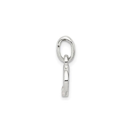Sterling Silver Charm Pendant with Pink Enamel Flower, Open Circle Design