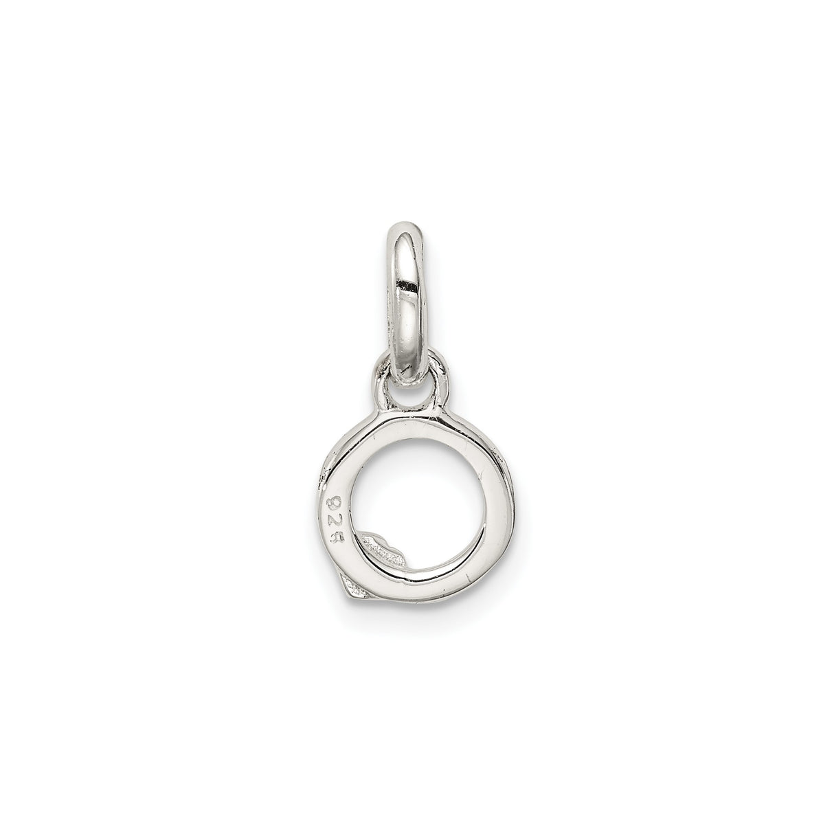 Sterling Silver Charm Pendant with Pink Enamel Flower, Open Circle Design