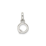 Sterling Silver Charm Pendant with Pink Enamel Flower, Open Circle Design