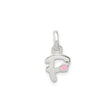 Sterling Silver F Initial Pendant with Pink Enamel Flower, Floral Monogram Charm for Women
