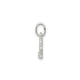 Sterling Silver Initial Pendant with Pink Enamel Flower Accent, Letter R Charm for Girls or Women