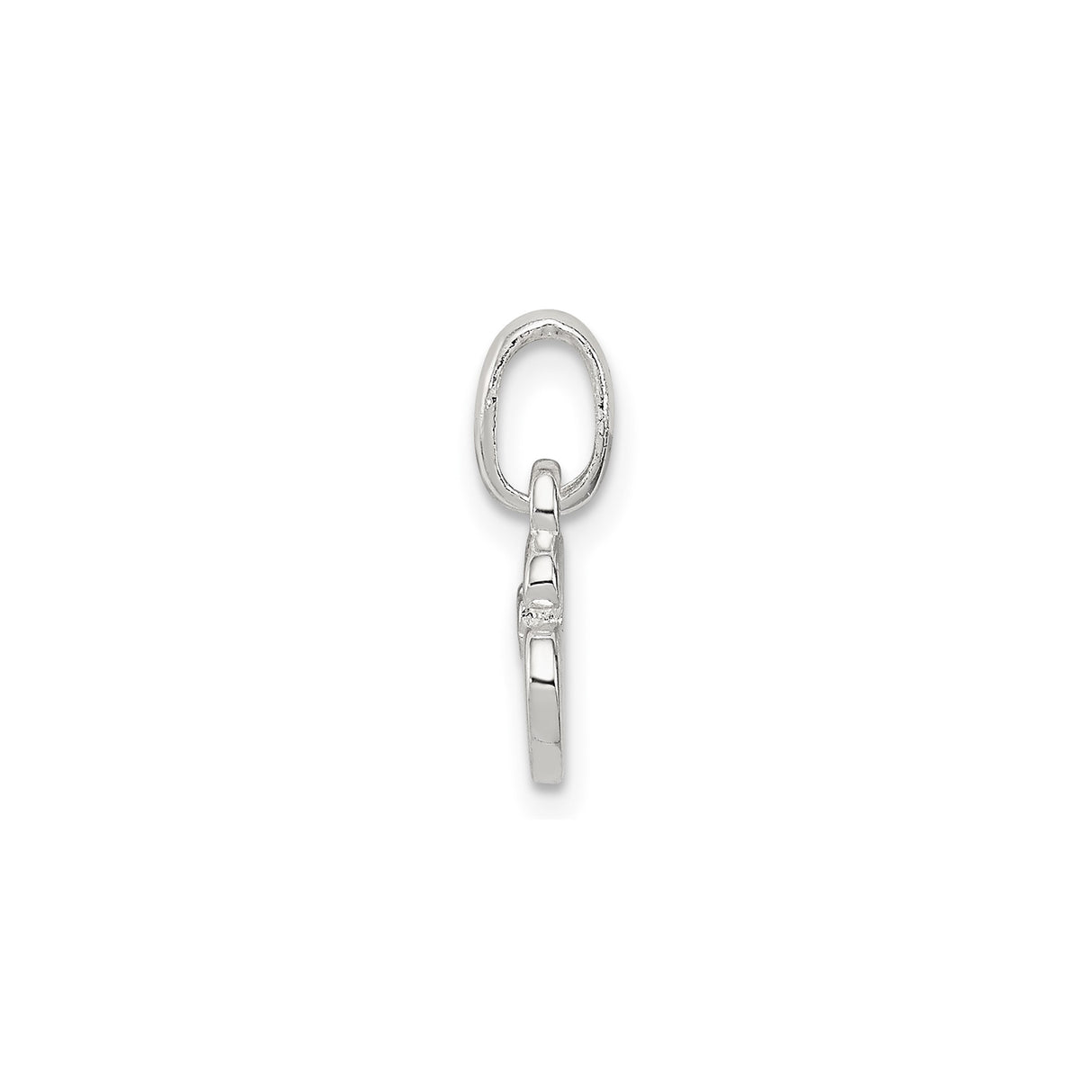 Sterling Silver Initial Pendant, Script Letter S with Pink Enamel Flower Accent