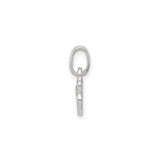 Sterling Silver Initial Pendant, Script Letter S with Pink Enamel Flower Accent