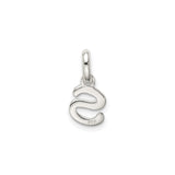 Sterling Silver Initial Pendant, Script Letter S with Pink Enamel Flower Accent