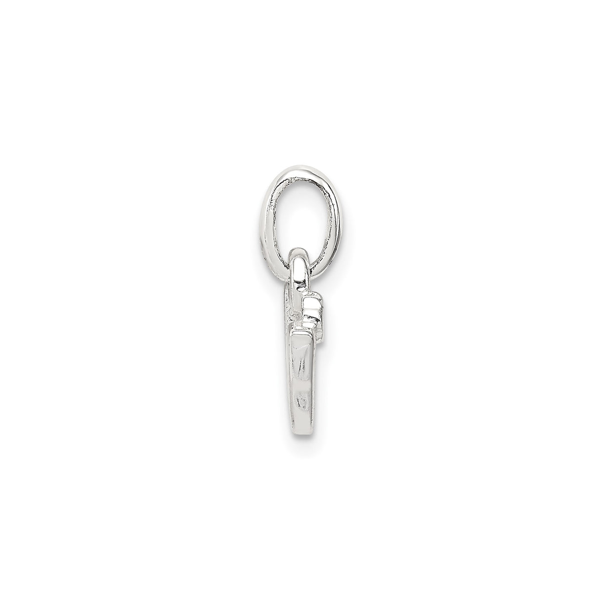 Sterling Silver Letter V Pendant with Pink Enamel Flower Accent, Floral Monogram Charm