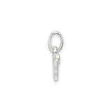 Sterling Silver Letter V Pendant with Pink Enamel Flower Accent, Floral Monogram Charm