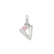 Sterling Silver Letter V Pendant with Pink Enamel Flower Accent, Floral Monogram Charm