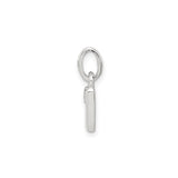 Sterling Silver Letter W Pendant Charm with Pink Enamel Flower Accent, Polished Finish