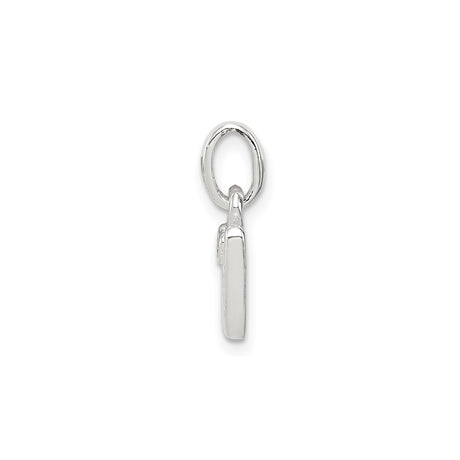 Sterling Silver Letter W Pendant Charm with Pink Enamel Flower Accent, Polished Finish