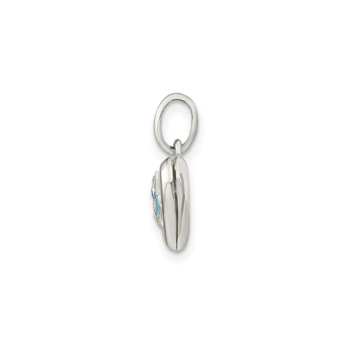 Sterling Silver Heart Locket Pendant with Blue Winged Fairy Design, Fantasy Jewelry for Women