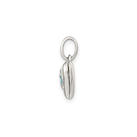 Sterling Silver Heart Locket Pendant with Blue Winged Fairy Design, Fantasy Jewelry for Women