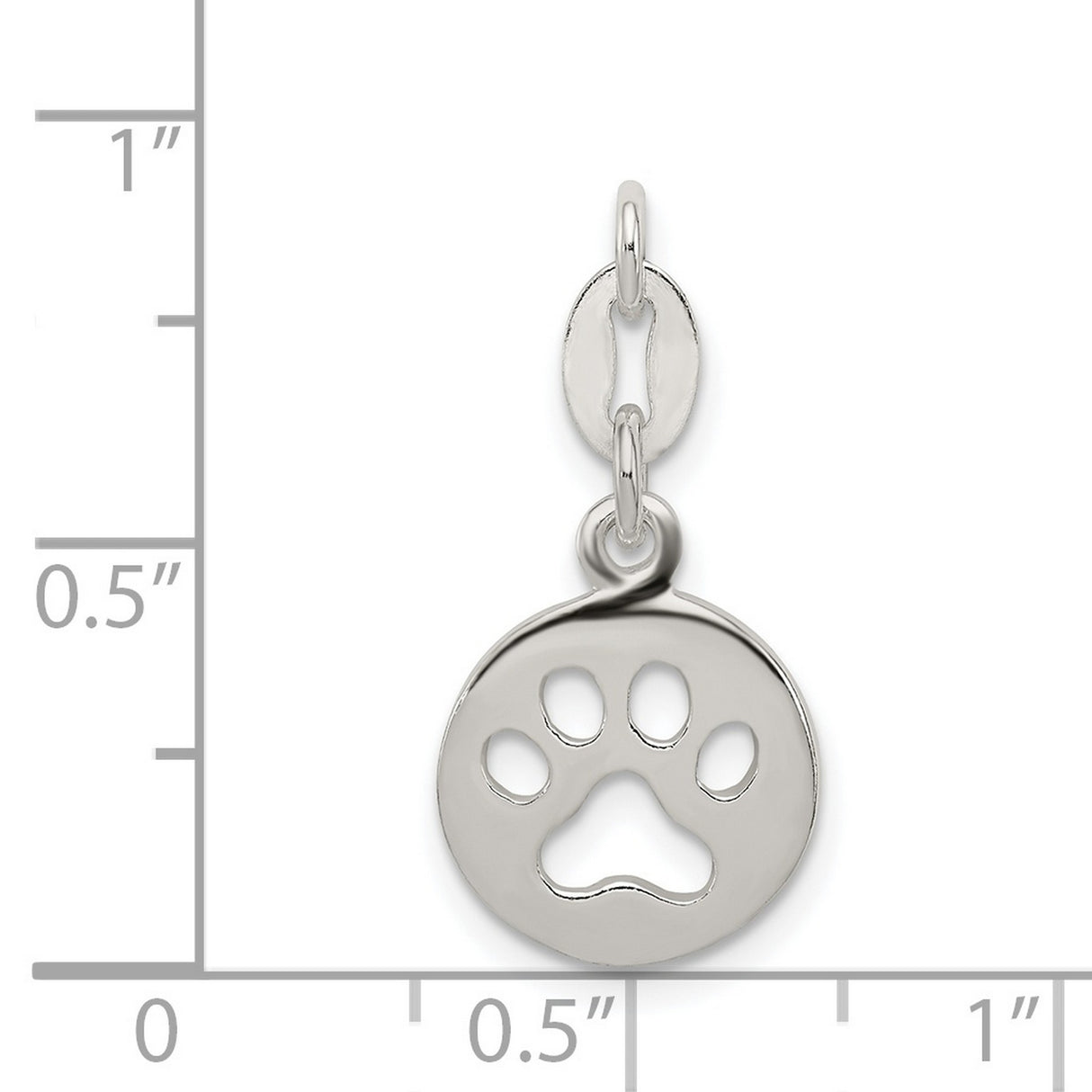 Round Cut-Out Paw Print Charm Pendant in Real 925 Sterling Silver
