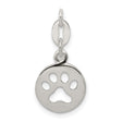 Round Cut-Out Paw Print Charm Pendant in Real 925 Sterling Silver