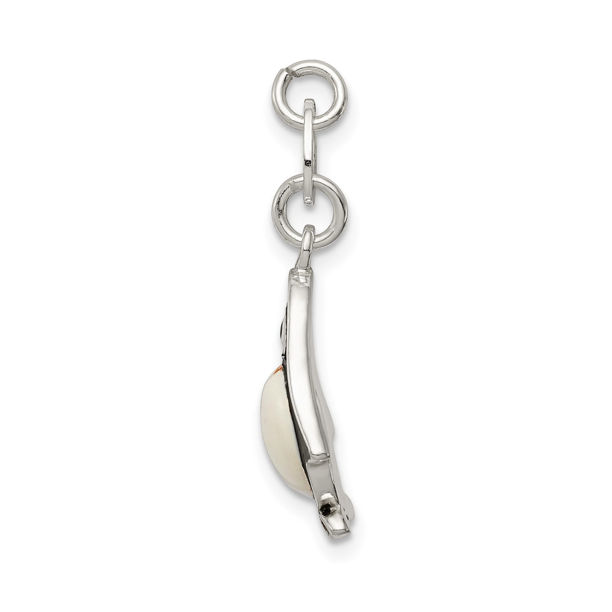 Sterling Silver Penguin Charm Pendant with Black, White, and Orange Enamel Detailing